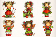 Whimsical Christmas Fairy Clipart, an Illustration by Dream Creation (Thumbnail 5 of 7)