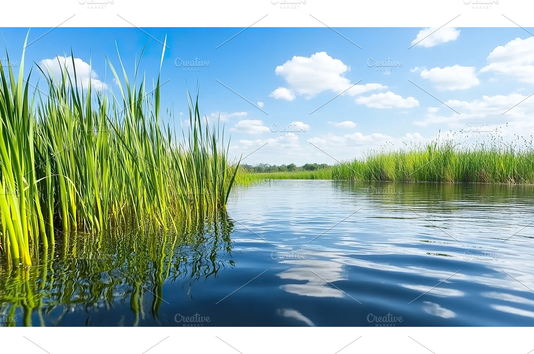 Peaceful summer lake scene with, a Nature Photo by Lermont51