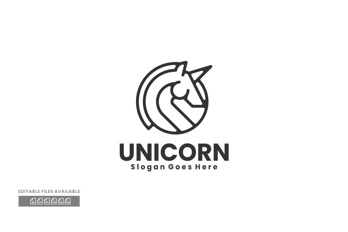 Unicorn Line Art Logo, a Branding & Logo Template by ivan_artnivora