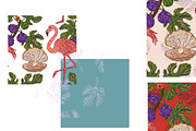 Flamingo, Fig and Pearl Oyster, a Pattern Graphic by NayaChu (Thumbnail 4 of 9)