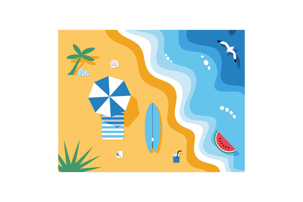 Summer Beach Elements Vector, an Object Graphic by jahid234 (Photo 6 of 13)