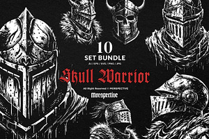 10 Bundle Dark Art Skull Warrior, an Illustration by Morspective