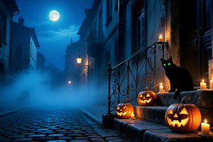 Halloween night scene, a Photo by rarrarorro