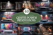 40 Graffiti Podium Mockups, a Background Graphic by Incomelion (Thumbnail 1 of 9)