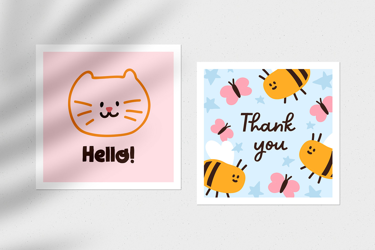Cute doodle post card designs set, a Background Graphic by Good Studio (Photo 5 of 11)