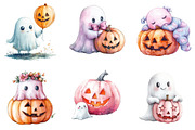 Cute Pink Ghost Pumpkin Halloween B, an Illustration by DreamArtGraphic (Thumbnail 4 of 5)