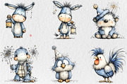 Quirky Happy New Year Animal Clipart, a Seasonal Illustration by Rose Art (Thumbnail 3 of 7)