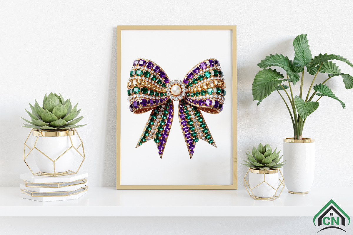 Mardi Gras Rhinestone Bow PNG, an Illustration by Craft Nest (Photo 4 of 4)