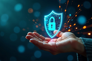 Cyber security concept hand holding, a Technology Photo by Artonix