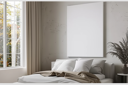 Mockup Frame in a Modern Bedroom, an Architecture Photo by GFXCity