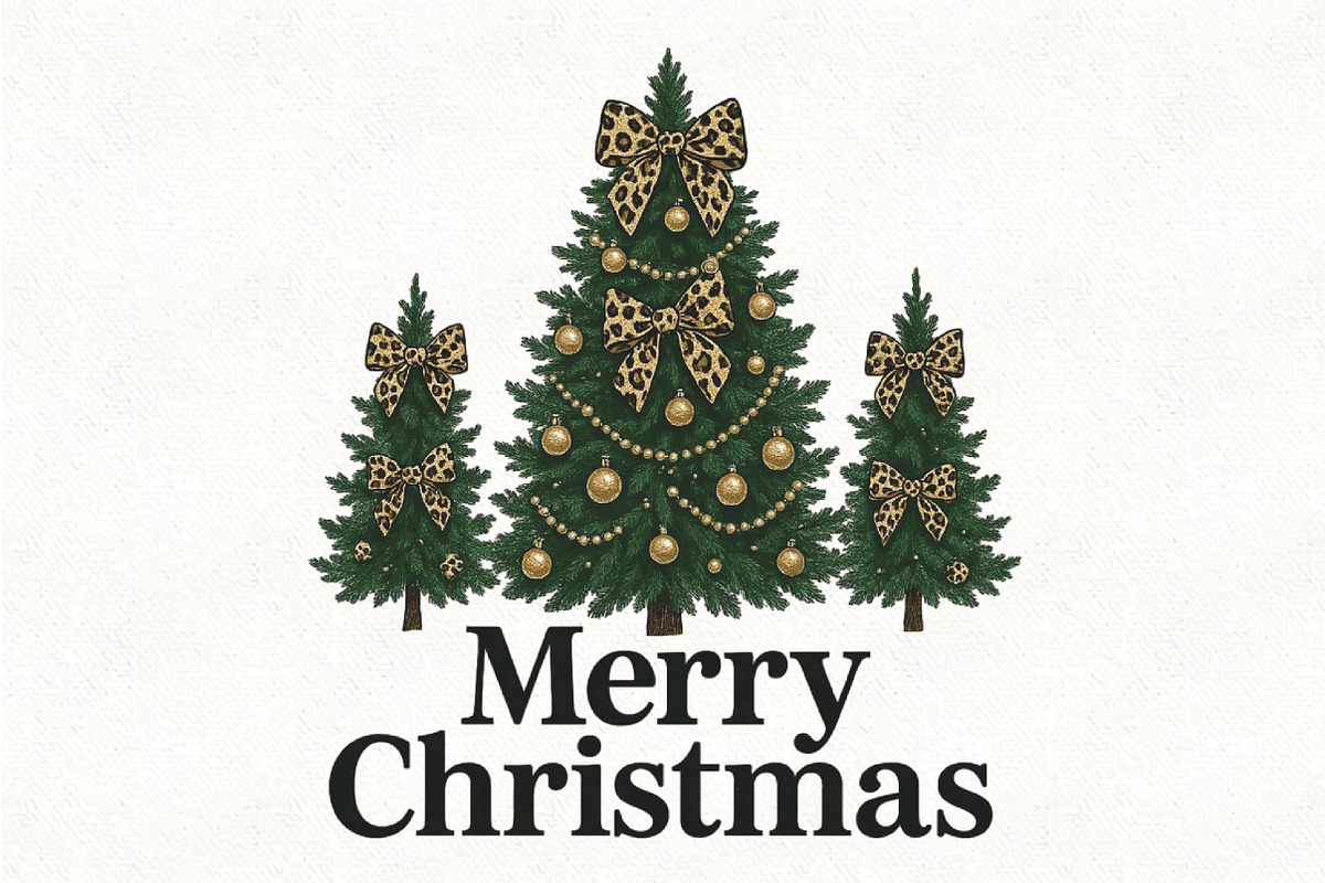Leopard Christmas Tree Coquette Bow, an Illustration by CraftArtStudio (Photo 1 of 4)