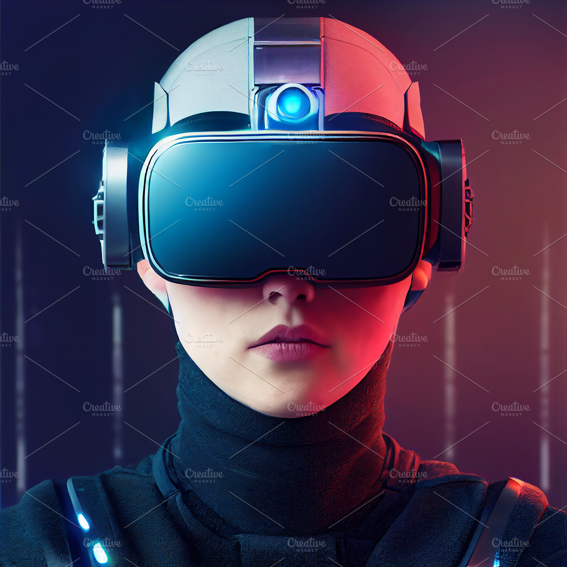 Cyberpunk concept, virtual reality., a Photo by Grafvision photography