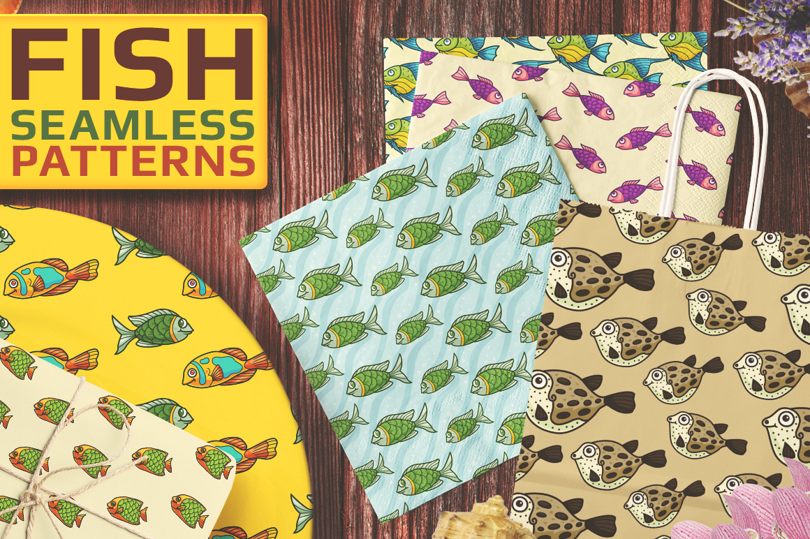 15 Fish Seamless Vector Patterns, a Pattern Graphic by deceangabriela