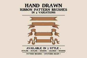 Retro ribbon vector pattern brushes, a Pattern Graphic by Judsart