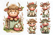 Whimsical Easter Highland Cow, a Seasonal Illustration by HueNestify (Thumbnail 2 of 3)
