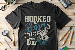 Hooked On Bigger Better T-shirt, an Illustration by Crafts Bundle