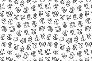 2 Seamless Patterns with Currencies