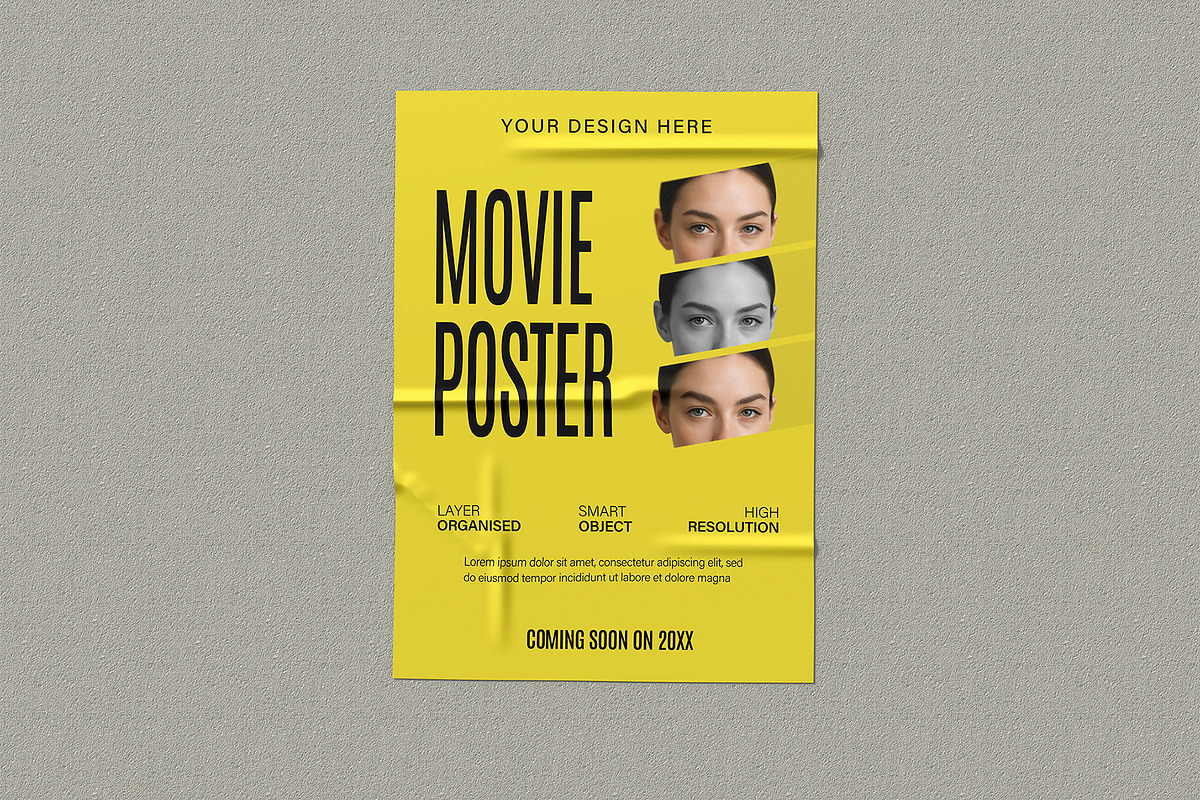 Wrinkled Film Movie Poster Mockup, a Product Mockup by graphypix (Photo 1 of 4)