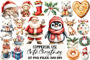 Cute Christmas Watercolor Clipart, an Illustration by Craft Nest (Thumbnail 1 of 6)