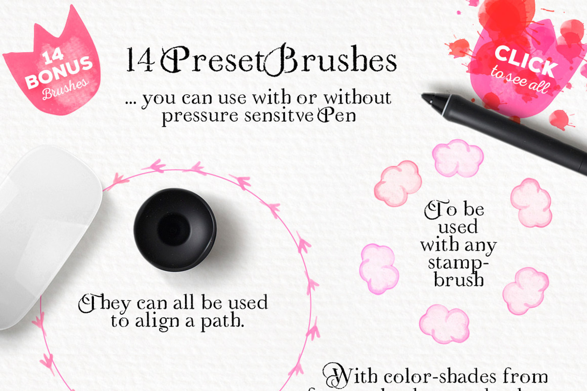 Cute Valentine Watercolor Brush Set preview 5