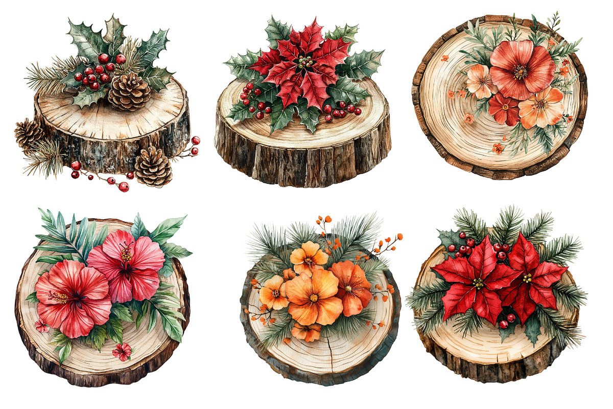 Christmas Wood Slice clipart, an Illustration by Designworld (Photo 6 of 6)
