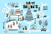 Christmas in big city. Vector maps., an Illustration by bioraven (Thumbnail 4 of 12)