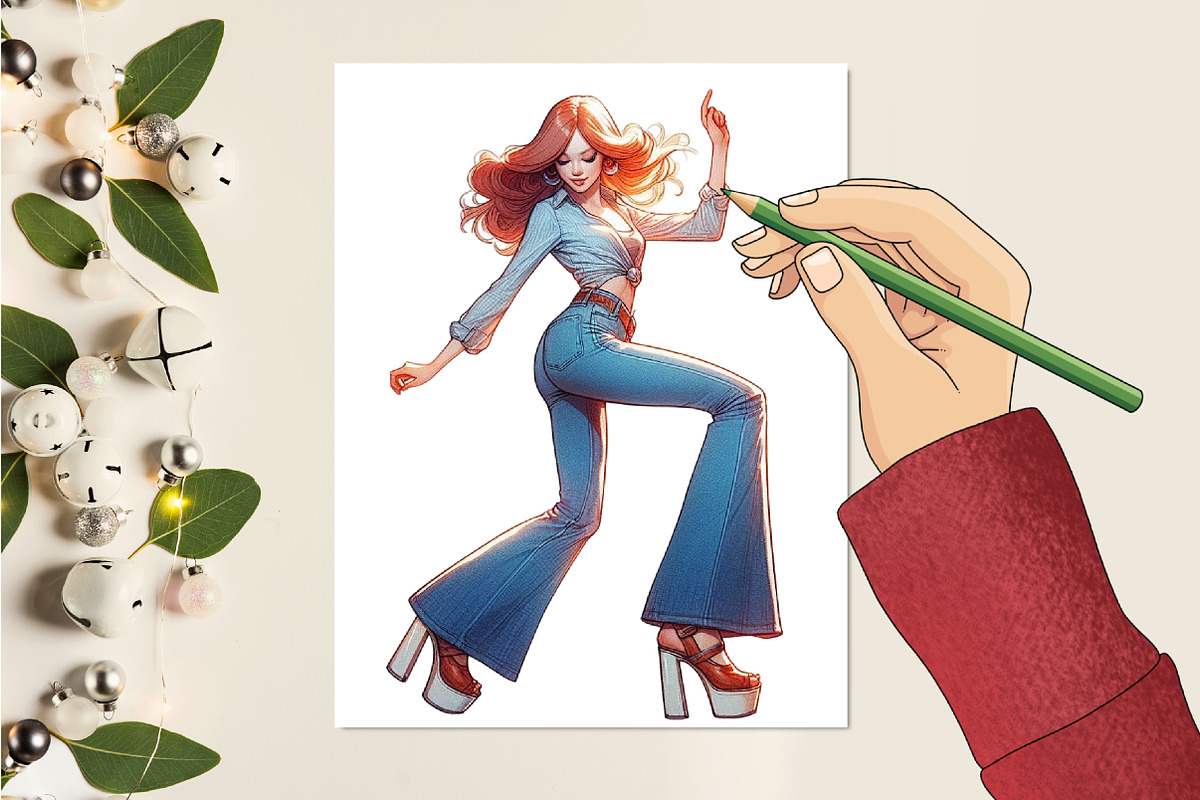Trendy Vintage Girl Clipart, an Illustration by RobertsArt (Photo 6 of 7)