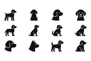Dog Logo Silhouettes Collection, an Animal Illustration by Vectorium Studio