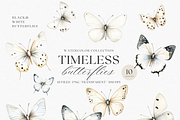 Watercolor White Butterflies, a Decorative Illustration by ThaismotaCreativeCo (Thumbnail 1 of 5)