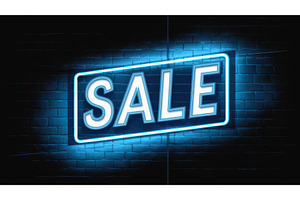 Neon SALE Sign on Brick Wall, a Graphic by tilialucida