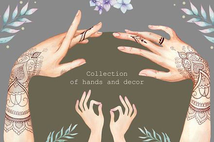 Collection of hands and decor.