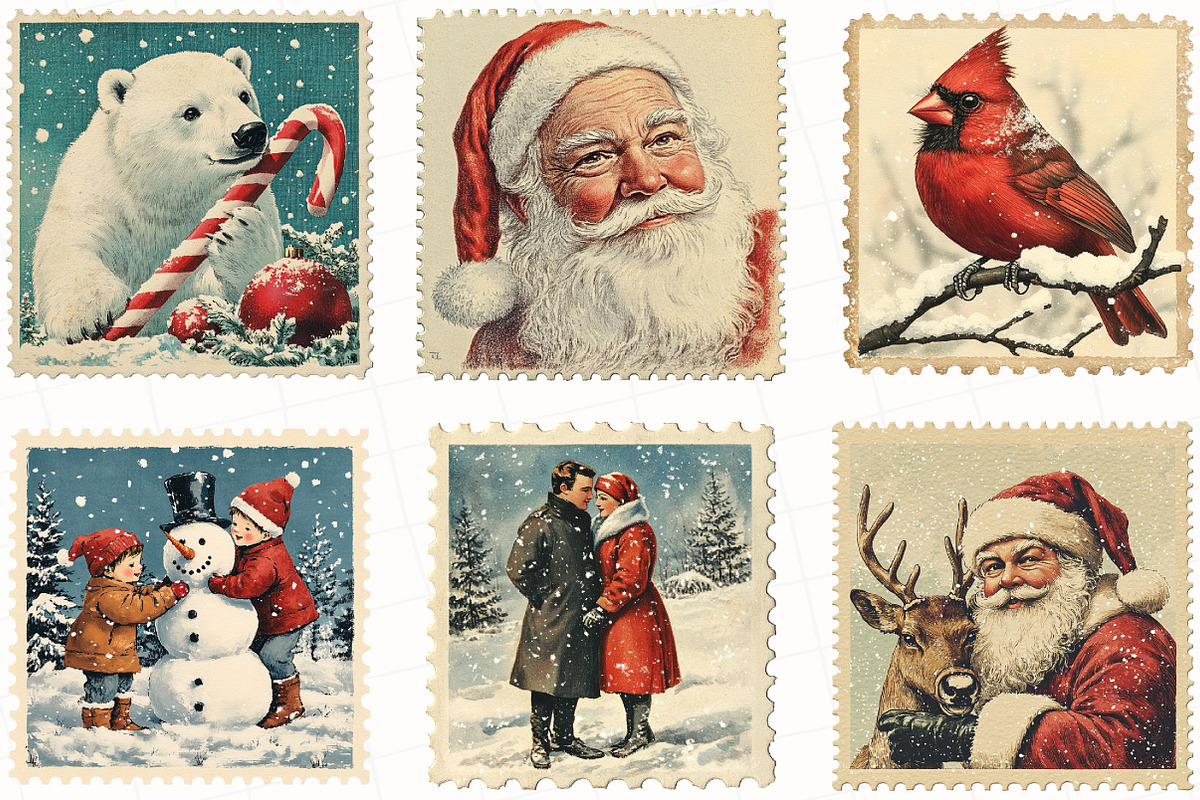 Christmas Postage Stamp Sublimation, an Illustration by OK Design (Photo 3 of 5)