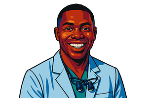 Smiling Doctor Portrait vector, a Healthcare Illustration by AlexArt