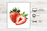 Watercolor Sweet Strawberry Clipart, an Illustration by Canvas Craft (Thumbnail 8 of 8)