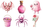 Watercolor Pink Halloween Clipart, an Illustration by Daily.Designs (Thumbnail 5 of 5)