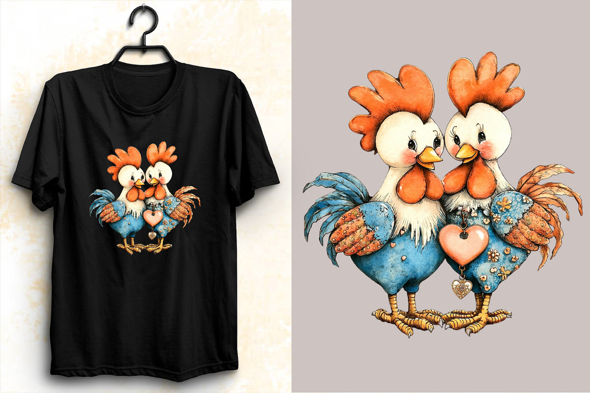 Whimsical Chicken Valentine Clipart, an Illustration by SVGArt (Photo 7 of 8)