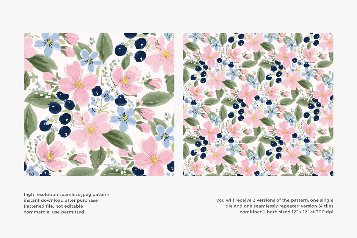 Floral berry seamless pattern