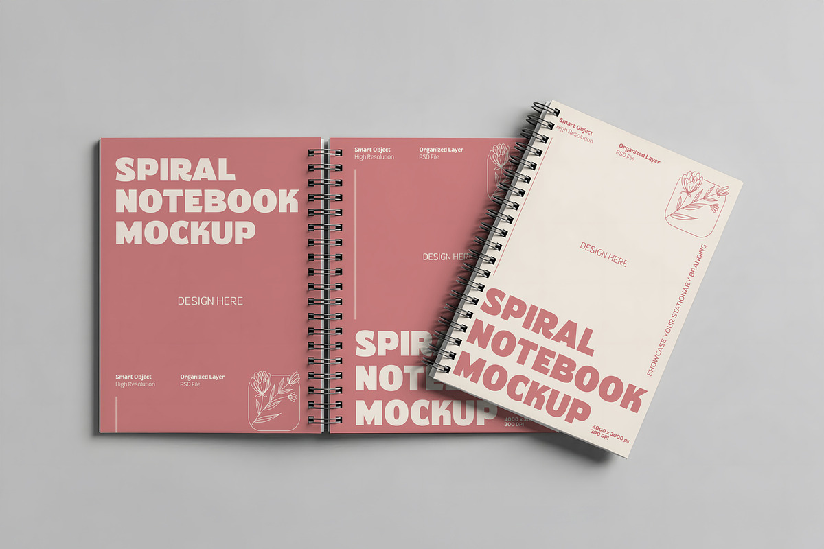 Spiral Notebook Mockup, a Books & Magazine Mockup by Nathatype (Photo 2 of 9)