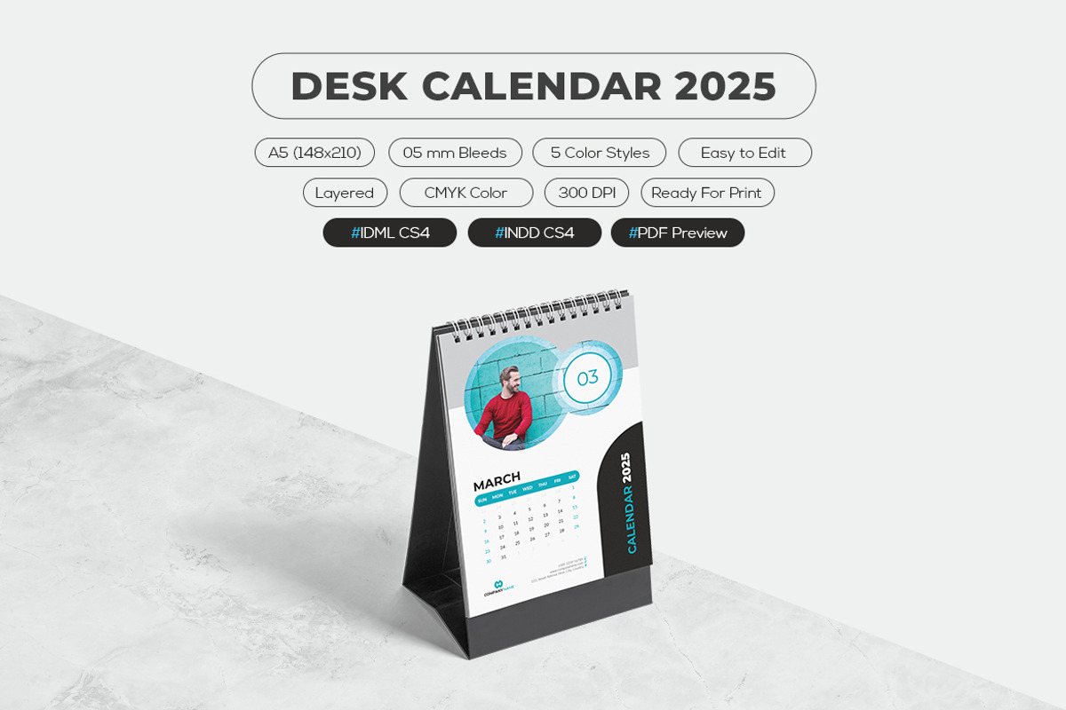 2025 Desk Calendar, a Stationery Template by MstArtwork (Photo 2 of 6)