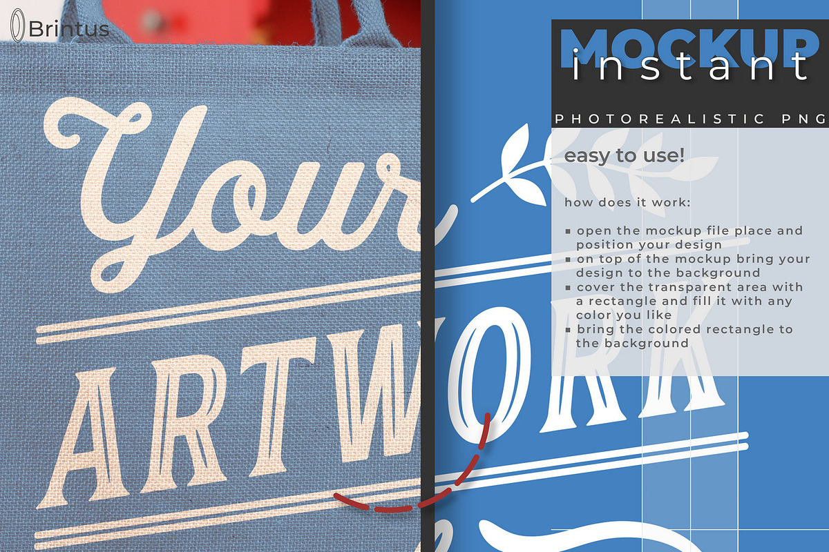 Instant mockup Burlap shopping bag preview 3