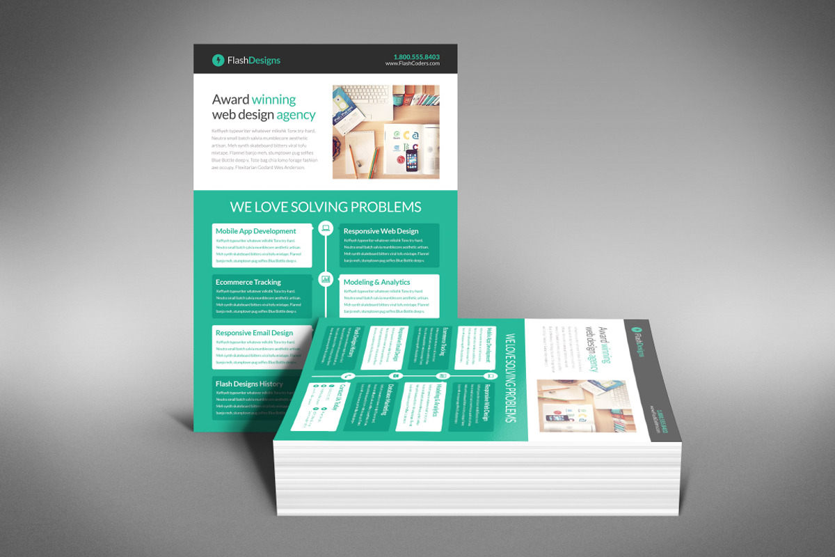 Flat Design Web Design Agency Flyer, a Flyer Template by Creativenauts (Photo 4 of 4)
