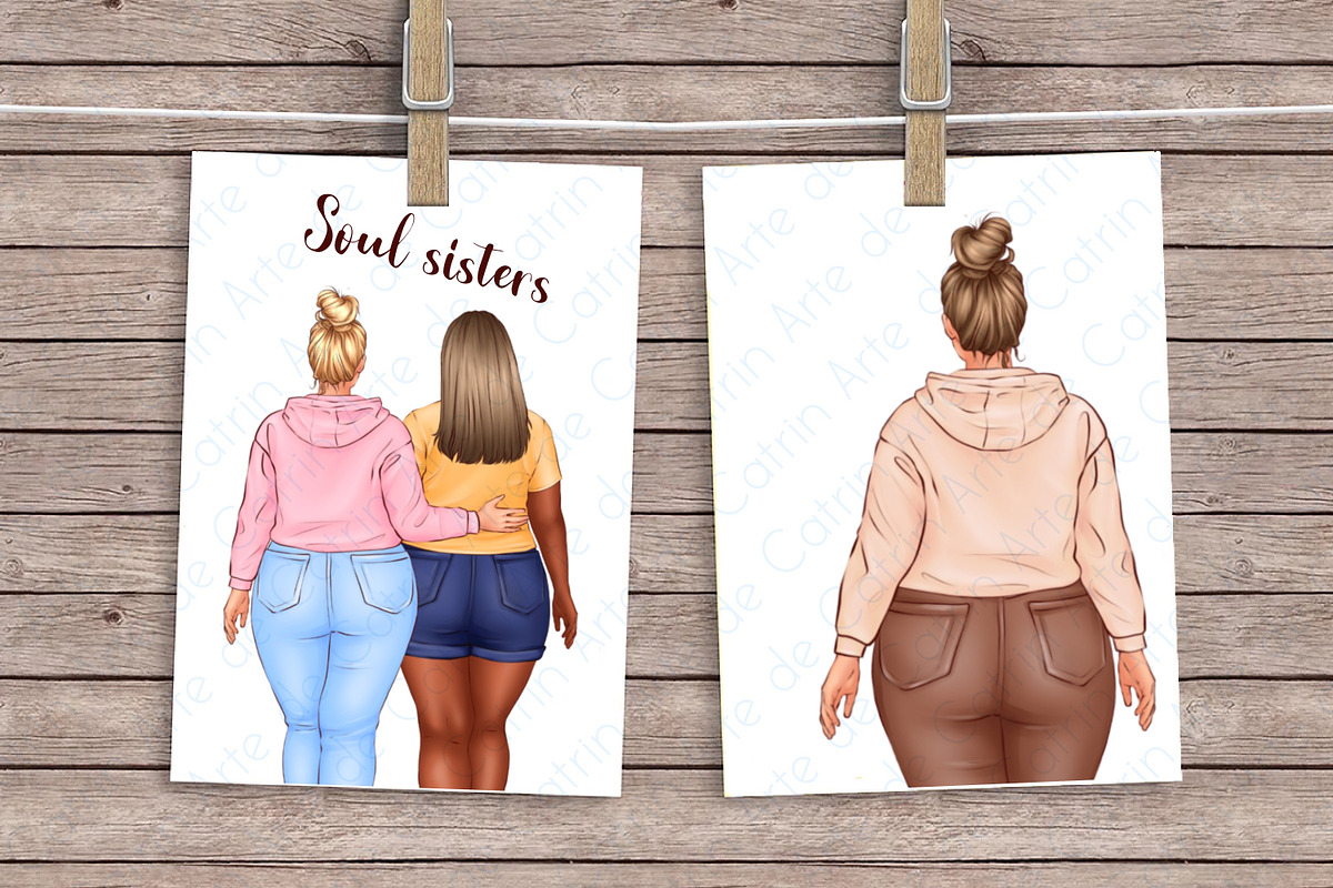 Best Friends Clipart, Plus Size Girl, a Person Illustration by ArtedeCatrin (Photo 10 of 10)