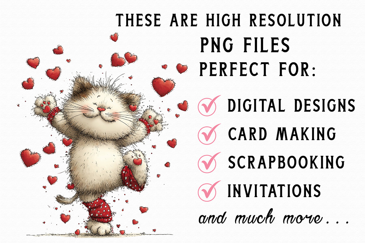 Whimsical Valentine Cat Clipart, an Illustration by Libby Wishes (Photo 5 of 7)