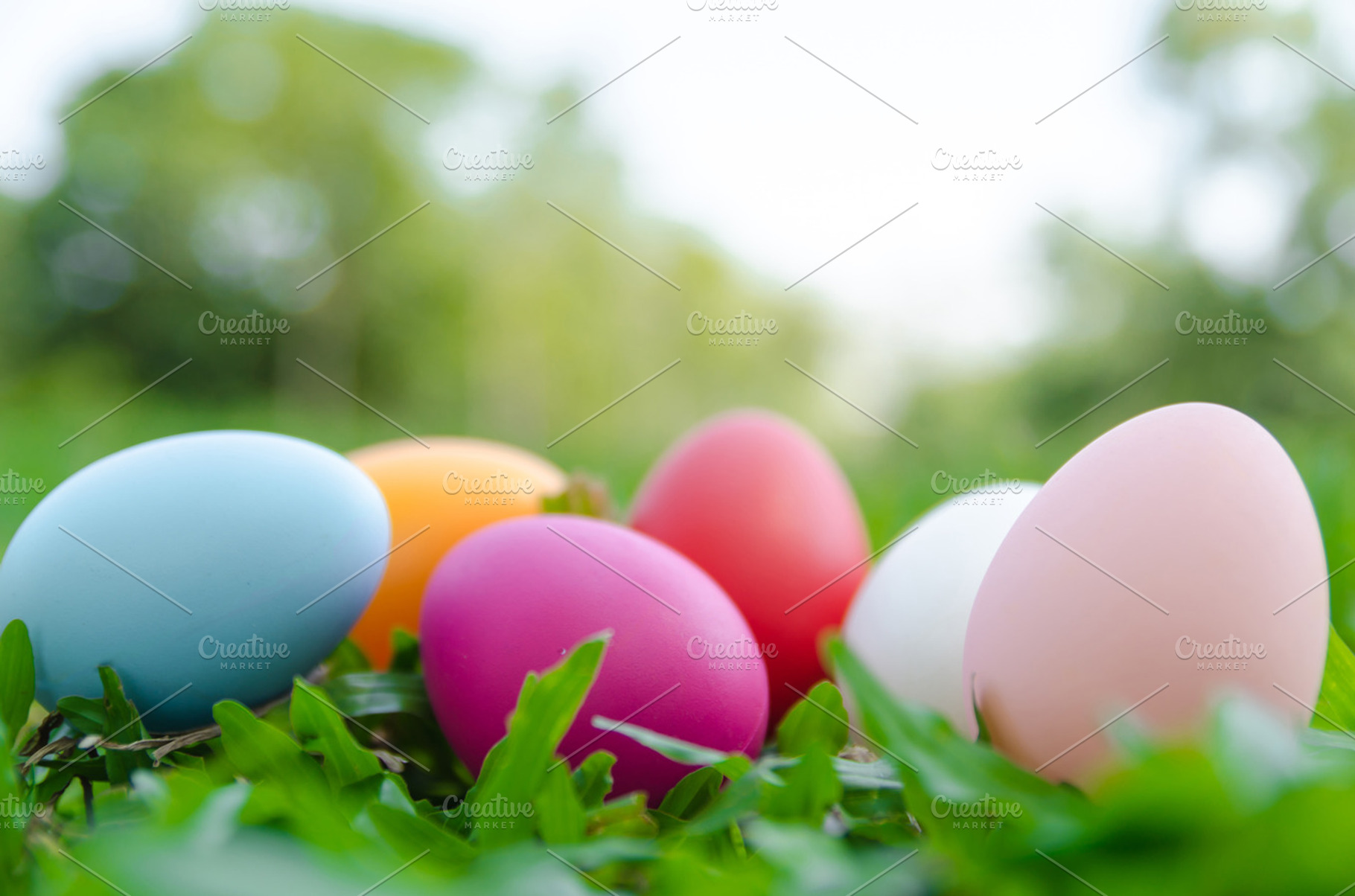 Easter eggs featuring april, background, and basket, a Holiday Photo by Slonme