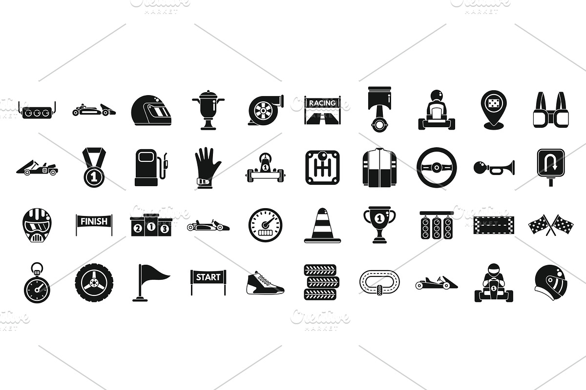 Kart racing icons set simple vector, a Sport Illustration by Ylivdesign