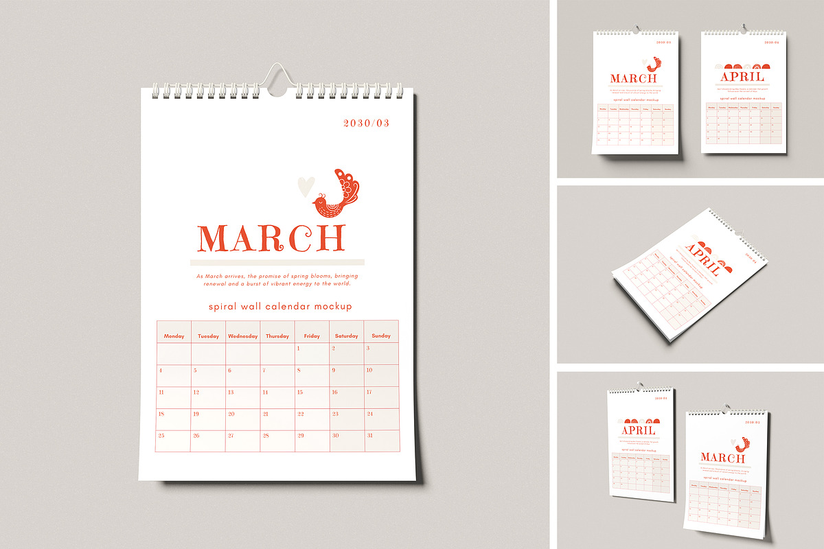Spiral Calendar Mockup, a Household Mockup by Twins_studio926 (Photo 1 of 5)
