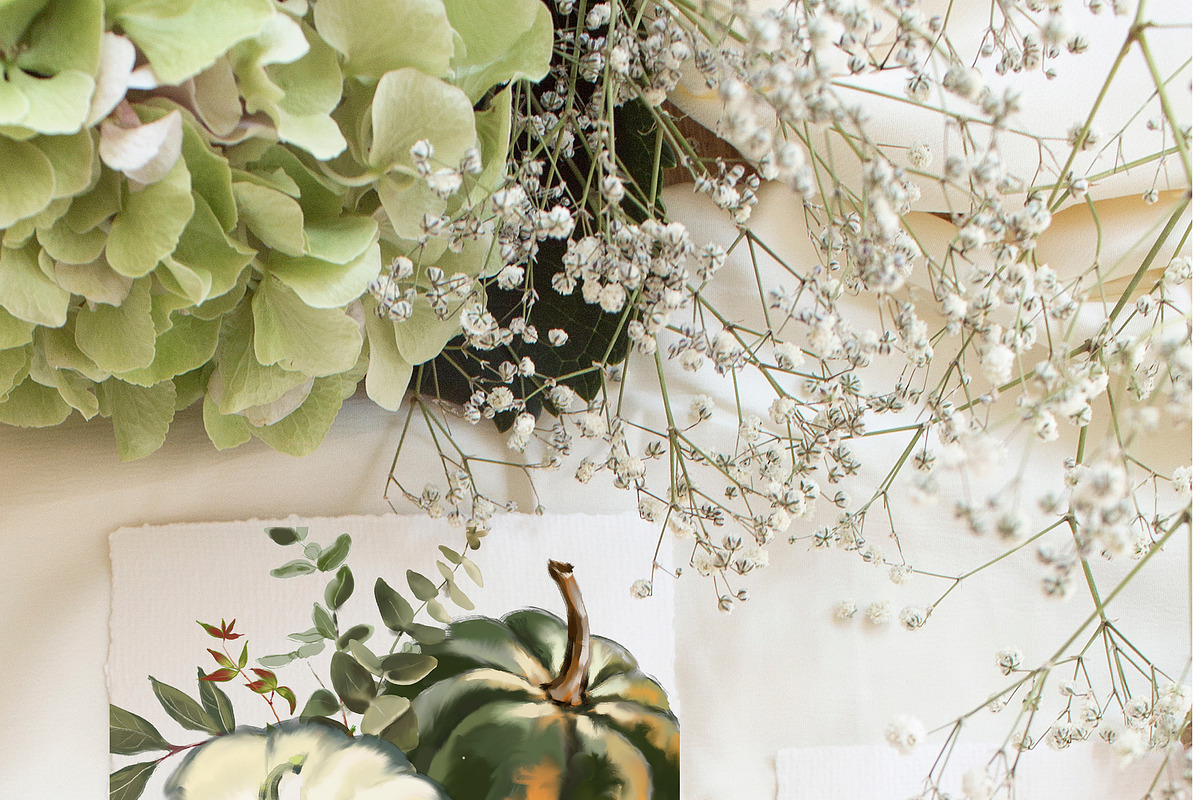 Florals & Pumpkins Fall Clip Art, a Decorative Illustration by whiteheartdesign (Photo 13 of 14)
