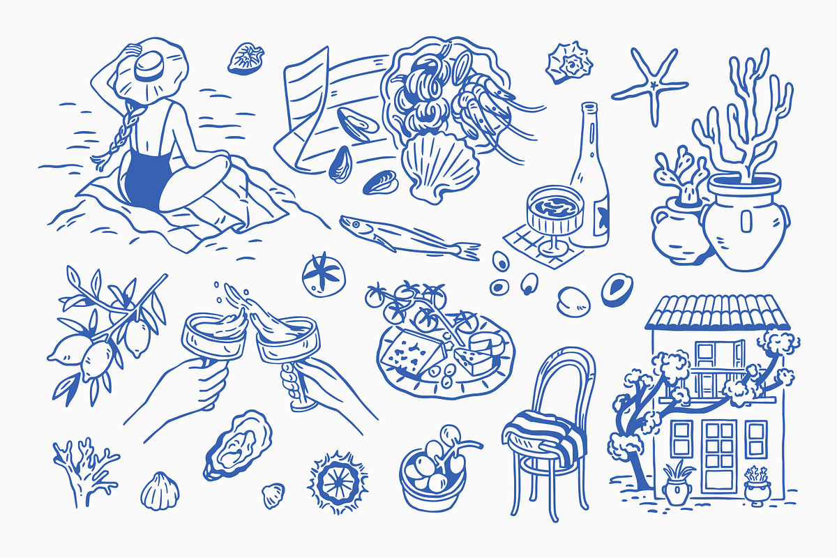 Dolce Vita, summer set + backgrounds, a Decorative Illustration by Good Studio (Photo 2 of 28)