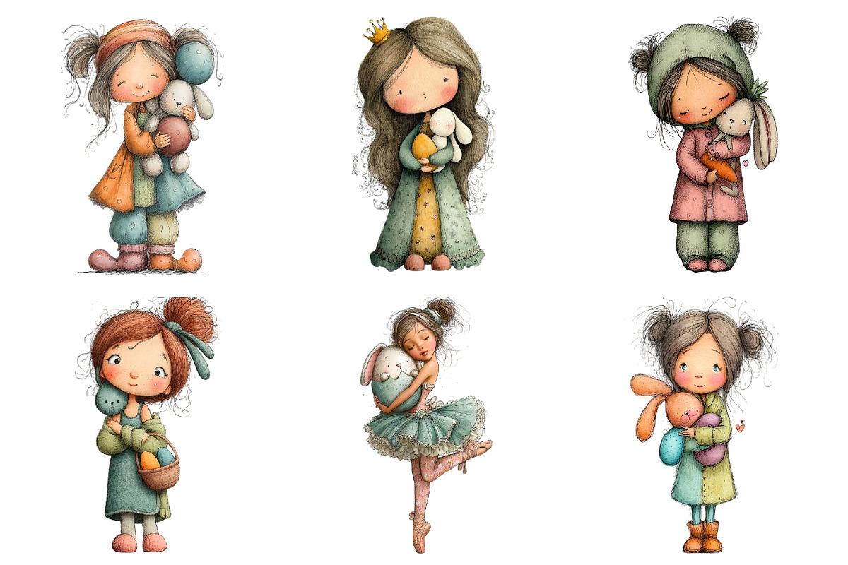 Whimsical Easter Girl Clipart, an Illustration by Design Market (Photo 3 of 5)