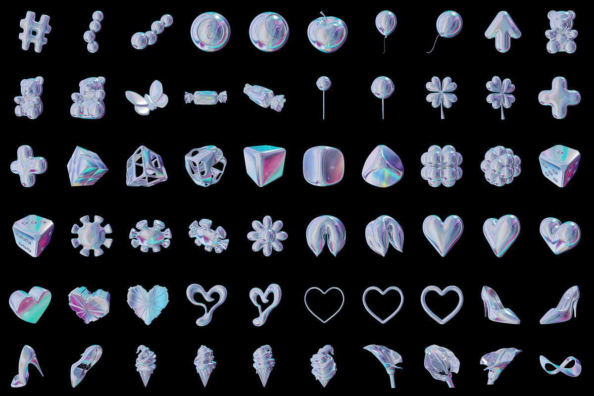 Holographic PNG Pack - 191 Elements, an Object Graphic by Drawwell (Photo 3 of 6)